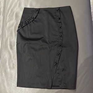 Top shop x Kate Moss black satin button knee length skirt